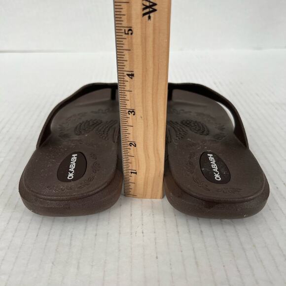 Oka B Okabashi Elle Brown Thong SlipOn Slides Flip Flop Sandal M (7-7.5) - Picture 7 of 10